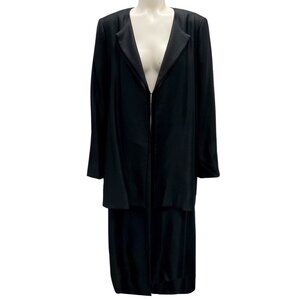 Partow Black Double Layer Silk Mid-Length Coat